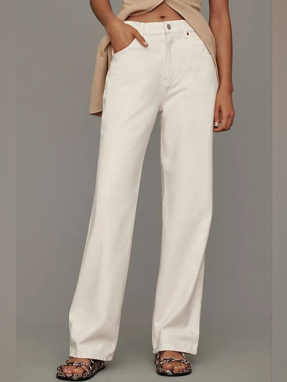 Reformation Val 90s Mid Rise Straight Jeans Ecru Off-White Rigid Organic Size 28